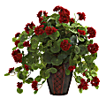 Nearly Natural Geranium 22”H Artificial Plant With Decorative Planter, 22”H x 24”W x 24”D, Green/Red