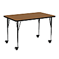 Flash Furniture Mobile 48"W Rectangular Thermal Laminate Activity Table With Standard Height-Adjustable Legs, Oak