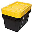 Office Depot® Brand by GreenMade® Professional Storage Tote With Handles/Snap Lid, 27 Gallon, 30-1/10" x 20-1/4" x 14-3/4", Black/Yellow, Pack Of 4