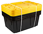 Office Depot® Brand by Greenmade® Professional Storage Totes, 23-Gallon, Black/Yellow, Pack Of 4 Totes