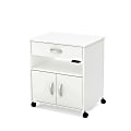 South Shore Axess 19"D Vertical 1-Drawer Microwave Cart On Wheels, Pure White 1 thumbnail image
