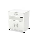 South Shore Axess 19"D Vertical 1-Drawer Microwave Cart On Wheels, Pure White