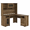 Bush Furniture Cabot 60"W L-Shaped Computer Desk With Hutch, Reclaimed Pine, Standard Delivery