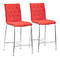 Zuo Modern® Uppsala Counter Chairs, Tangerine/Chrome, Set Of 2 Chairs