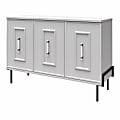 CosmoLiving by Cosmopolitan Liberty 49"W 3-Door Accent Cabinet, Dove Gray/Faux Marble