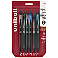 uni-ball® 207 Plus+ Retractable Gel Pens, Medium Point, 0.7 mm, Black Barrel, Black/Blue/Red Ink, Pack Of 6 Pens 1 thumbnail image