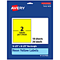 Avery® Printable Labels, 94229-NYP10, Rectangle, 5-1/2" x 8-1/2", Matte Neon Yellow, Pack of 20 1 thumbnail image