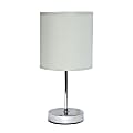 Simple Designs Chrome Mini Basic Table Lamp with Slate Gray Fabric Shade