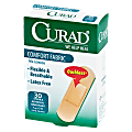 Curad® Flexible & Breathable Comfort Strips, 30" x 3" x 3/4", Box Of 30