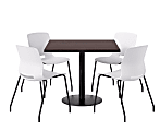 KFI Studios Proof Cafe Pedestal Table With Imme Chairs, Square, 29”H x 42”W x 42”W, Cafelle Top/Black Base/White Chairs