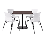 KFI Studios Proof Cafe Pedestal Table With Imme Chairs, Square, 29”H x 42”W x 42”W, Cafelle Top/Black Base/White Chairs 1 thumbnail image