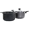 Oster Clairborne 3-Piece Aluminum Non-Stick Pasta Pot, Charcoal Gray