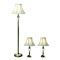 Elegant Designs Floor/Table Lamps, White Shade/Antique Brass Base, Set Of 3