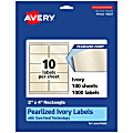 Avery® Pearlized Permanent Labels With Sure Feed®, 94207-PIP100, Rectangle, 2" x 4", Ivory, Pack Of 1,000 Labels 1 thumbnail image