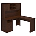 Bush Furniture Yorktown 60"W L-Shaped Desk With Hutch, Antique Cherry, Standard Delivery