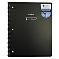 U Style Antimicrobial Notebook With Microban® Antimicrobial Protection, 8-1/2" x 10-1/2", 1 Subject, Wide Ruled, 80 Sheets, Black