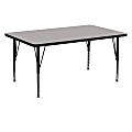 Flash Furniture 60"W Rectangular HP Laminate Activity Table With Short Height-Adjustable Legs, Gray