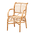 bali & pari Seminyak Modern Bohemian Natural Rattan Lounge Accent Chair, Brown