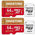 Dane-Elec Gigastone 4K Camera Pro MicroSDXC Cards, 64GB, Pack Of 2 Cards