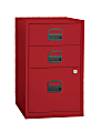 Bisley 14-13/16"D Vertical 3-Drawer Under-Desk File Cabinet, Red
