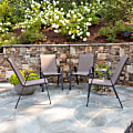 Flash Furniture Brazos Series Outdoor Stack Chairs, Brown/Black, Pack Of 4 Chairs