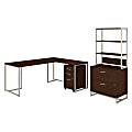 kathy ireland® Office by Bush Business Furniture Method 72"W L-Shaped Desk With 30"W Return, File Cabinets And Hutch, Century Walnut, Standard Delivery