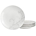 Martha Stewart Fine Ceramic 6-Piece Decorated Dinner Plates, 10-1/2”, White