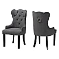 Baxton Studio Fabre Dining Chairs, Gray/Dark Brown, Set Of 2 Chairs