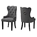 Baxton Studio Fabre Dining Chairs, Gray/Dark Brown, Set Of 2 Chairs 1 thumbnail image