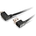 C2G 2m USB A to Micro-USB B Cable with Right Angeled Connectors-USB 2.0 6ft - USB for PDA, Cellular Phone, Camera - 6.56 ft - 1 x Type A Male USB - 1 x Micro Type B Male USB - Black"" 1 thumbnail image