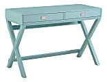 Linon Ari 44"W Home Office Writing Desk, Blue 1 thumbnail image