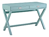 Linon Ari 44"W Home Office Writing Desk, Blue