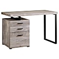 Monarch Specialties Computer Desk With 3 Drawers, Taupe Woodgrain/Black