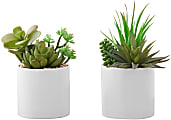 Monarch Specialties Katy 7”H Artificial Plants With Pots, 7”H x 5-1/2”W x 4-1/2”D, Green, Set Of 2 Plants