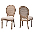 Baxton Studio Louis Rattan Dining Chairs, Beige/Antique Brown, Set Of 2 Chairs