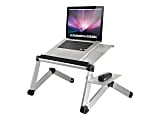 WorkEZ Cool adjustable laptop stand & lap desk silver with 2 fans, 3 USB ports, mouse pad - Raise, tilt, and cool laptops with this universal adjustable laptop stand with mouse pad. Perfect laptop riser for the desk, couch, and bed.
