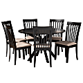 Baxton Studio Lore 7-Piece Dining Set, 29-15/16"H x 47-1/4"W x 47-1/4"D, Sand/Dark Brown