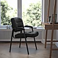 Flash Furniture LeatherSoft Executive Side Reception Chair with Powder Coated Frame, Black/Titanium Gray