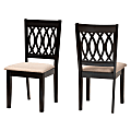 Baxton Studio Florencia Finished Wood Dining Accent Chairs, Beige/Espresso Brown, Set Of 2 Chairs