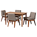 Baxton Studio Nexus 5-Piece Dining Set, Gravel/Walnut