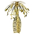 Amscan New Year's Champagne Bottle Centerpieces, 19" x 7", Gold, 1 Centerpiece Per Pack, Case Of 4 Packs