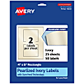 Avery® Pearlized Permanent Labels With Sure Feed®, 94253-PIP25, Rectangle, 4" x 5", Ivory, Pack Of 50 Labels 1 thumbnail image