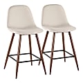 LumiSource Pebble Counter Stools, Walnut/Beige, Set Of 2 Stools 1 thumbnail image