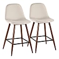 LumiSource Pebble Counter Stools, Walnut/Beige, Set Of 2 Stools