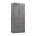 Bestar Pur 36"W Wardrobe With 3 Drawers, Bark Gray 1 thumbnail image