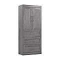 Bestar Pur 36"W Wardrobe With 3 Drawers, Bark Gray