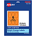 Avery® Printable Labels With Sure Feed® Technology, 94058-BOP20, Oval, 4-1/4" x 2-1/2", Matte Bright Orange, Pack of 120 1 thumbnail image