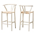 Baxton Studio Paxton 2-Piece Bar Stool Set, Beige/White 1 thumbnail image
