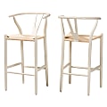 Baxton Studio Paxton 2-Piece Bar Stool Set, Beige/White