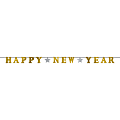 Amscan Happy New Year Glitter Ribbon Letter Banners, 5" x 12', Gold, 1 Banner Per Pack, Case Of 3 Packs 1 thumbnail image